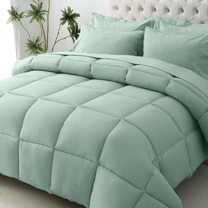 JOLLYVOGUE Full Comforter Set, Ultra-Soft Bed in a Bag Full Size 7 Pieces, Oeko-TEX Certified Bedding Set with Down Alternative Comforter, Sheets, Pillowcases & Shams, Black