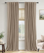 Linen Total Blackout Curtains for Bedroom Living Room 84 Inch, Cream