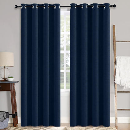 MIULEE 100% Blackout Linen Curtains for Bedroom 52x90 Inches Natural Beige