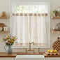 jinchan Beige Floral Linen Kitchen Tier Curtains 50x45 Inch 2 Panels