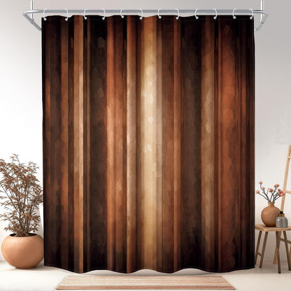 Rustic Brown Striped Shower Curtain Abstract Ombre Vintage Modern Masculine