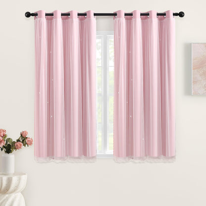 XiDi Curtains for Girls Bedroom Decor, Rainbow Blackout Curtains for Kids/Little Girl Room Decor, Unicorn Wall Decals,Pink Purple Green,63 x 34 inches,1 Panel