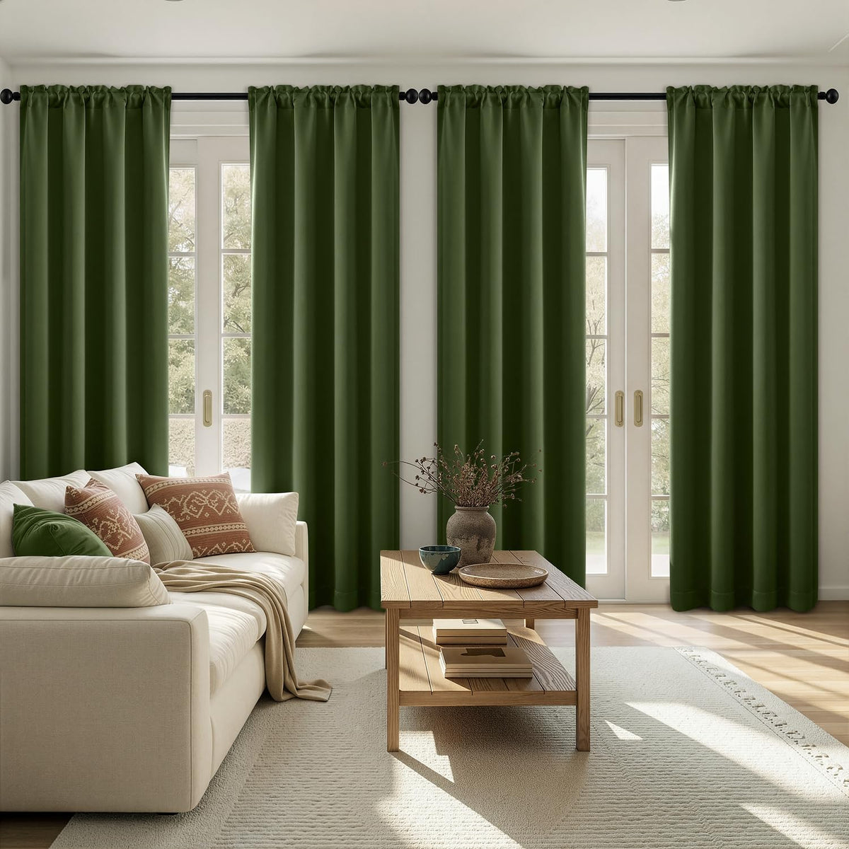 MIULEE Black Blackout Curtains 63 Inch Length for Bedroom Set of 4 Panels
