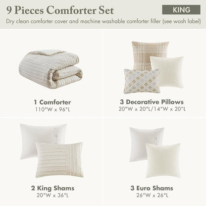 Madison Park Farmhouse King Cotton Comforter Set with Removable Cover, 9pc