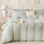 Comforter Queen Set Grid Black 100% Soft Washed Microfiber Jacquard 3 Pieces Grid Bedding Sets Grey White Comforter Queen for All Seasons and 2 Pillowcases Comfort Breathable