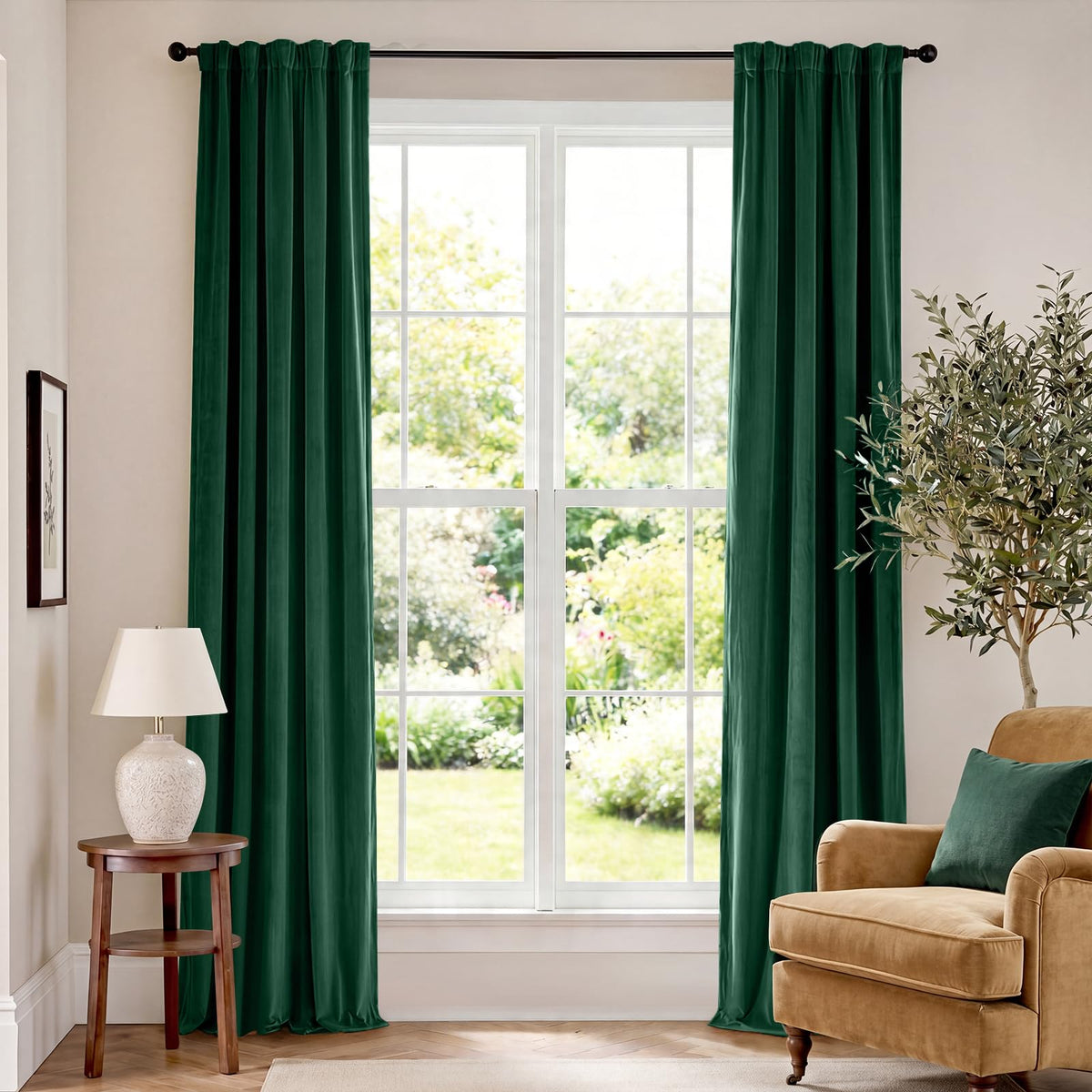 Lazzzy Blackout Curtains Thermal Insulated Curtains Room Window Drapes Super Soft Luxury Curtains for Living Room Bedroom Rod Pocket 2 Panels, 96 Inch Lined | Beige