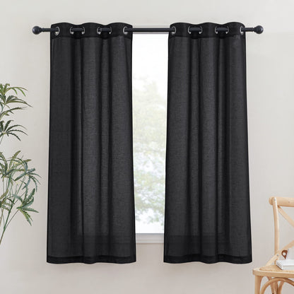 NICETOWN Semi Sheer Linen Ivory Curtains for Bedroom, W52xL84, 2 Panels