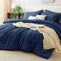 CozyLux Queen Comforter Set Black, 7 Pieces Bed in a Bag