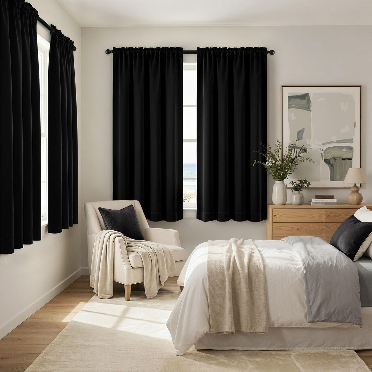 MIULEE Halloween Black Blackout Curtains for Bedroom Room 40"x63" 2 Panels