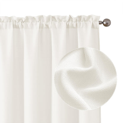 Chyhomenyc 2 Panels White Kitchen Curtains 36 Inch Length Tier Curtain