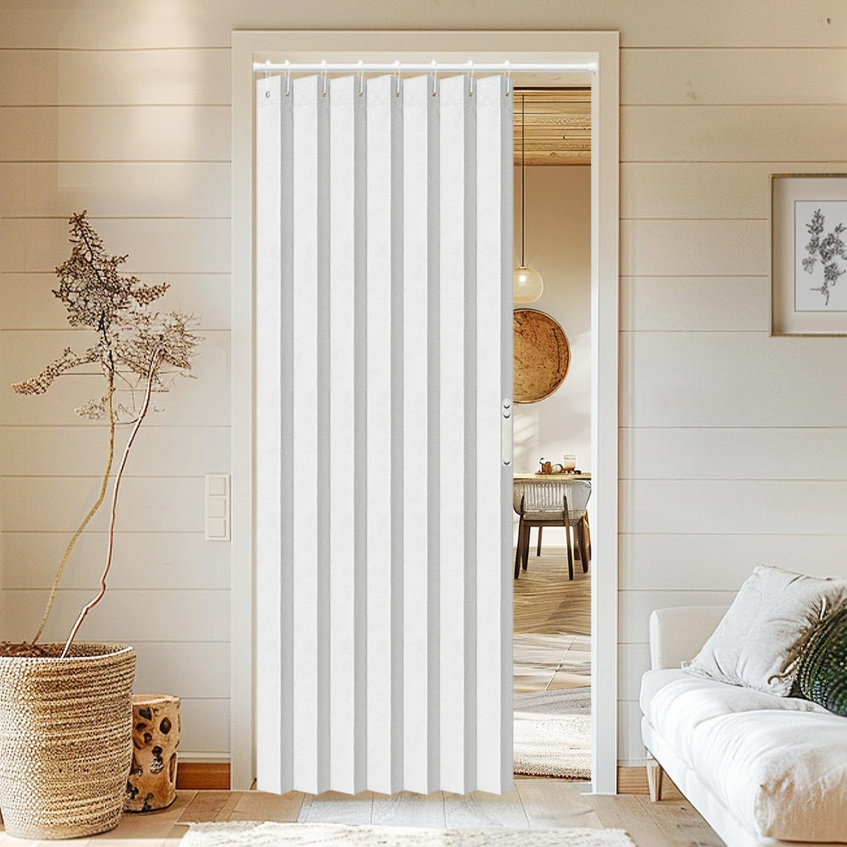Vatge Closet Door Curtain Room Divider Drapes, Pleated Folding Style Curtains for Doorways Curtain for Bedroom Without Door,1 Panel with Tieback, W39 x L78, Black