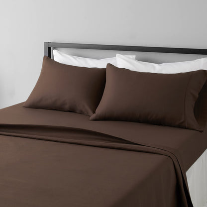 Amazon Basics Lightweight Super Soft Easy Care Breathable Microfiber 4 Piece Bed Sheets Set with 14-Inch Deep Pockets, Full, Navy Blue, Solid