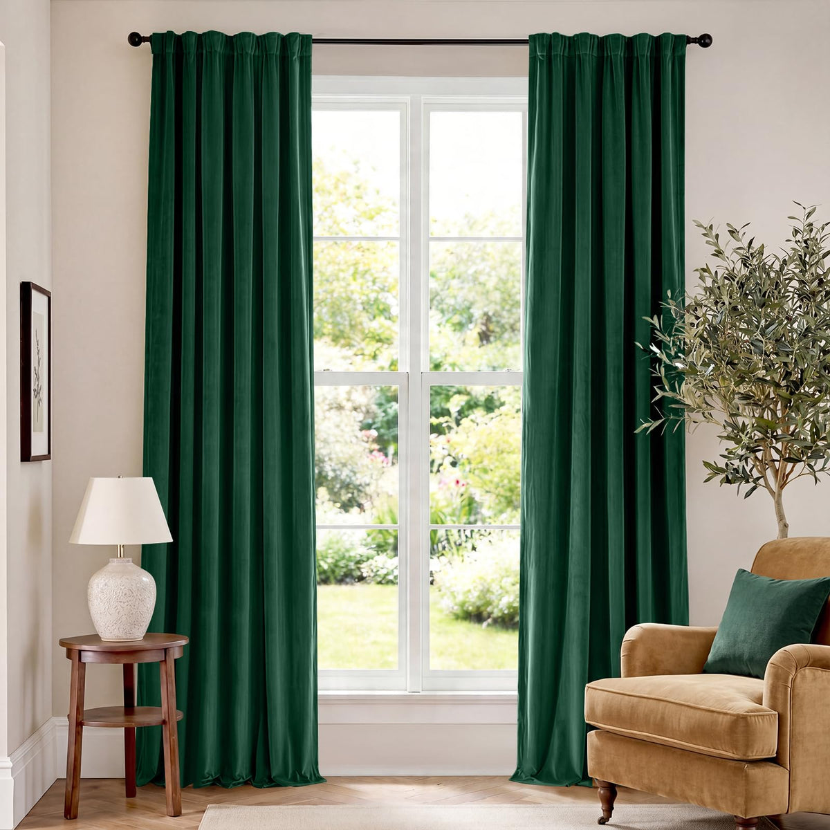 Lazzzy Blackout Curtains Thermal Insulated Curtains Room Window Drapes Super Soft Luxury Curtains for Living Room Bedroom Rod Pocket 2 Panels, 96 Inch Lined | Beige