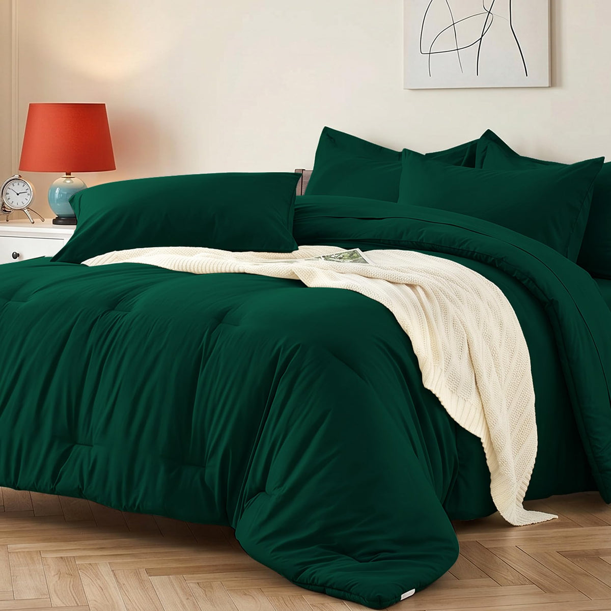 Queen Comforter Set 7 Piece - Black Soft Bed in a Bag Queen Size Comforter Sets, Lightweight Bedding Sets with Down Alternative Comforter, Flat Sheet, Fitted Sheet, 2 Pillowcases & 2 Shams