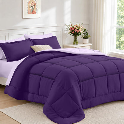 FUANNA Queen Comforter Set 7 Pieces, Reversible Bed Set, Soft Bed in a Bag