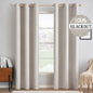 MIULEE 100% Blackout Linen Curtains for Bedroom 52x90 Inches Natural Beige