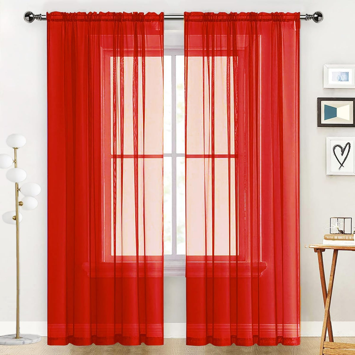 SpaceDresser Sheer Voile Curtains for Living Room 84 Inch Long 2 Panels