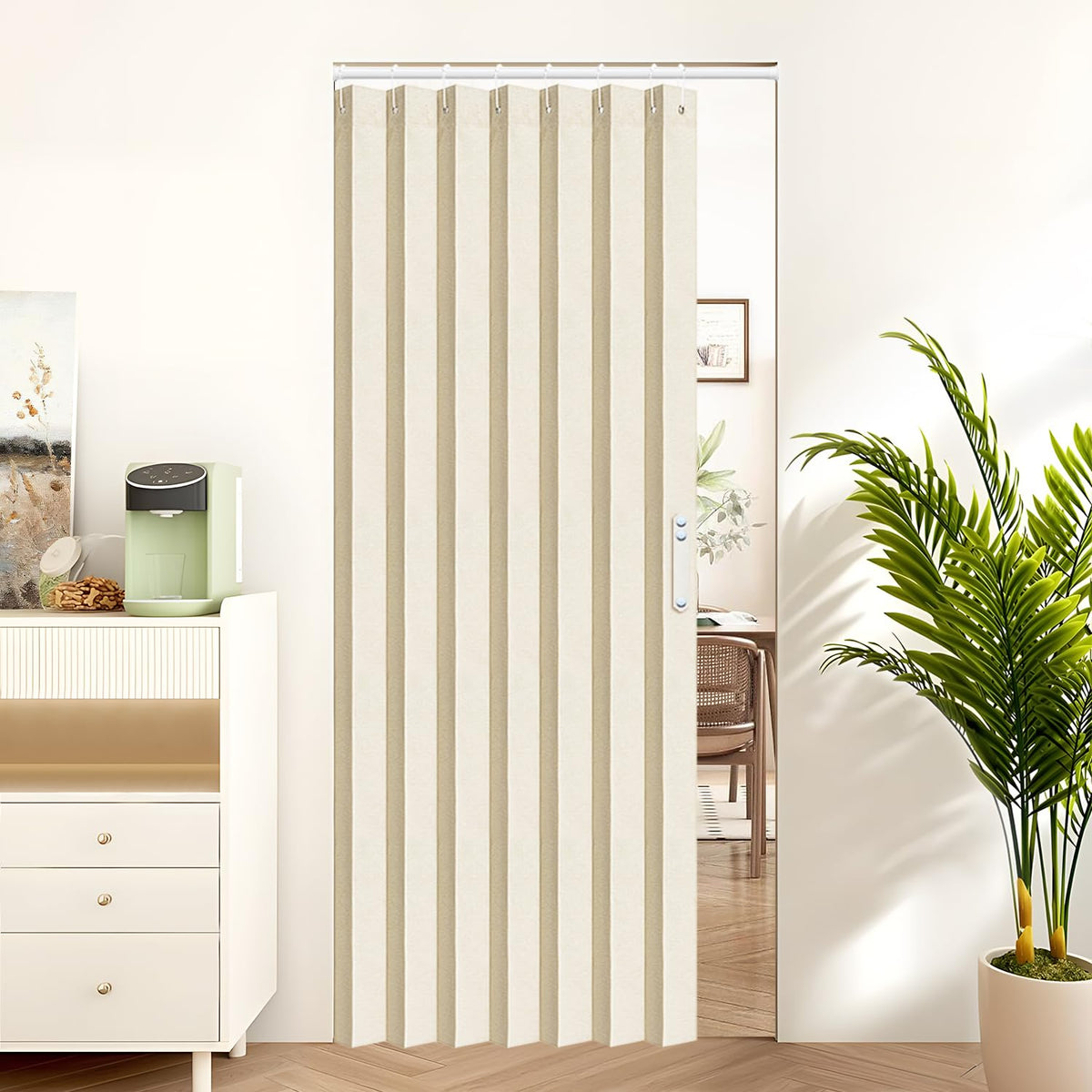 Vatge Closet Door Curtain Room Divider Drapes, Pleated Folding Style Curtains for Doorways Curtain for Bedroom Without Door,1 Panel with Tieback, W39 x L78, Black