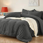 Queen Comforter Set 7 Piece - Black Soft Bed in a Bag Queen Size Comforter Sets, Lightweight Bedding Sets with Down Alternative Comforter, Flat Sheet, Fitted Sheet, 2 Pillowcases & 2 Shams