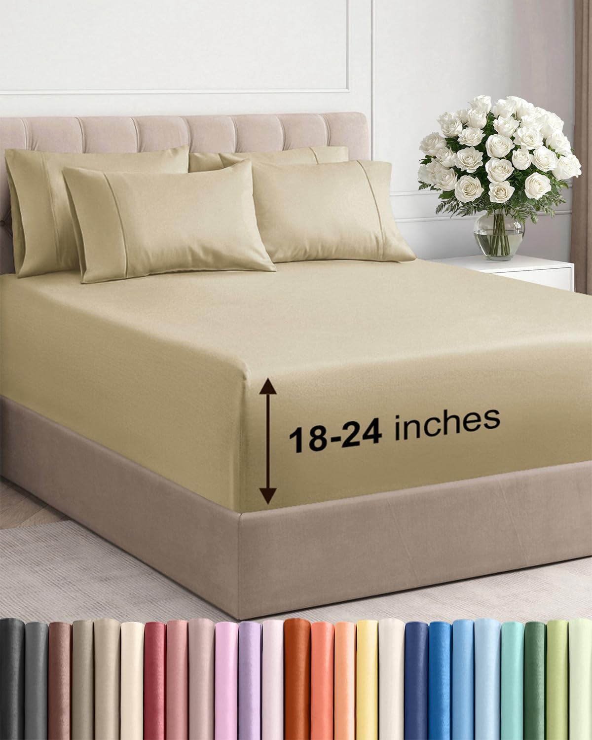 CGK Extra Deep King Sheet Set - 6pc Cooling Sheets - White