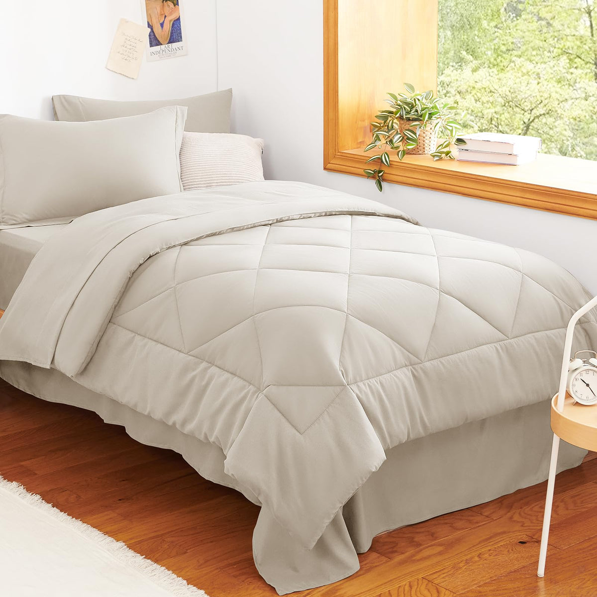 CozyLux Full Comforter Set 82"x86" Dark Grey - 7 Piece Bed in a Bag