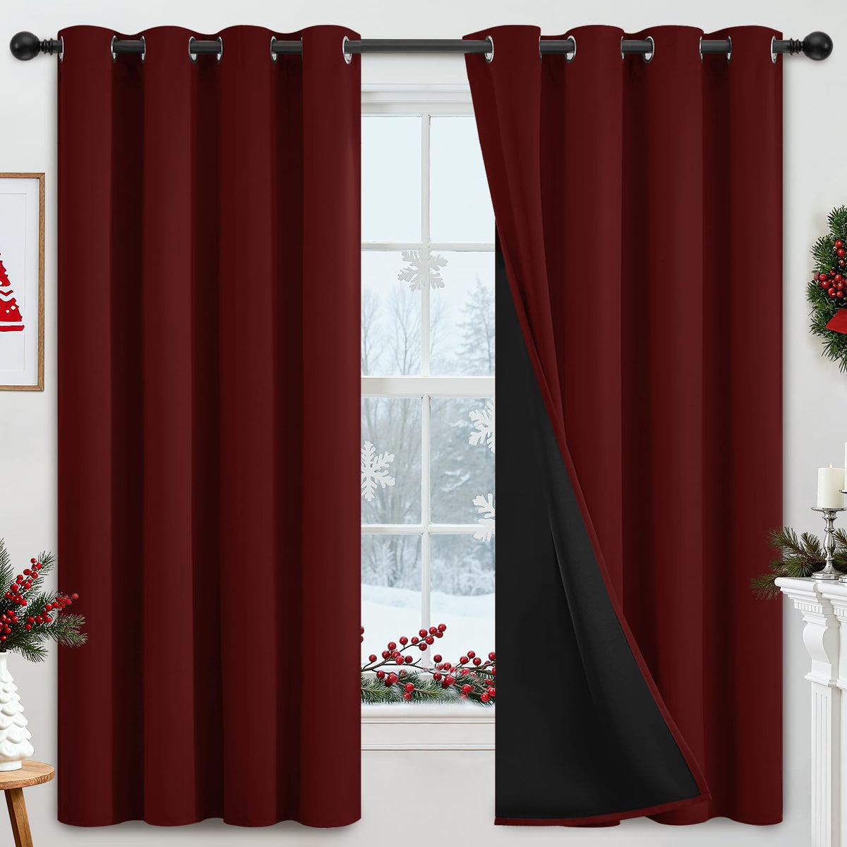 Yakamok Emerald Green Blackout Curtains 84 inches for Living Room, 52" Wide
