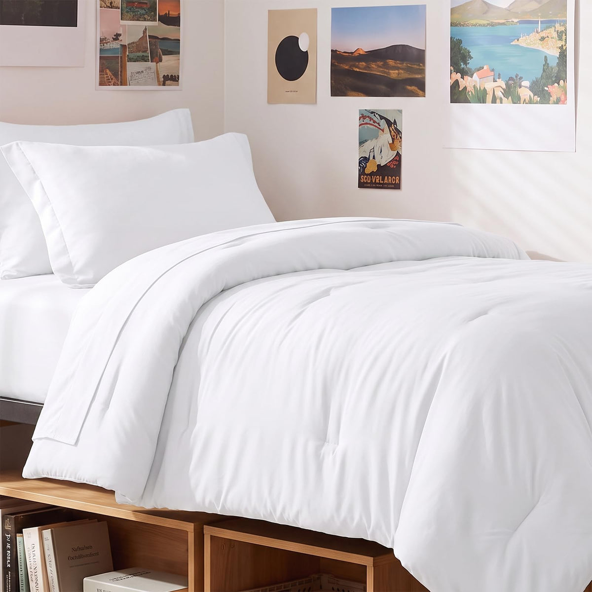 CozyLux Queen Comforter Set Black, 7 Pieces Bed in a Bag