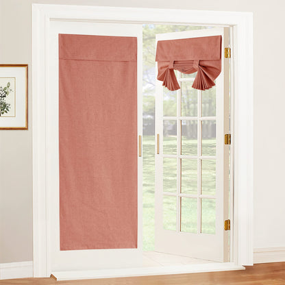 RYB HOME Blackout French Door Curtain, No Drill, W26 x L69, Black, 1 Panel