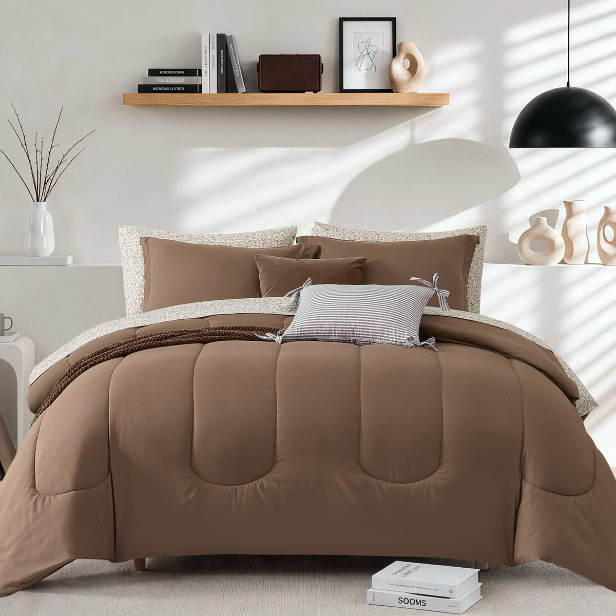 Monbix Full Size Comforter Sets - 7 Pieces Bed in a Bag Full Bedding Set