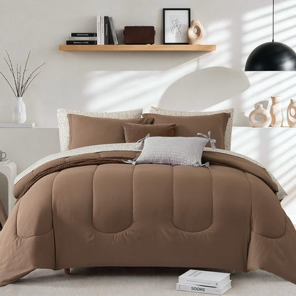 Monbix Full Size Comforter Sets - 7 Pieces Bed in a Bag Full Bedding Set