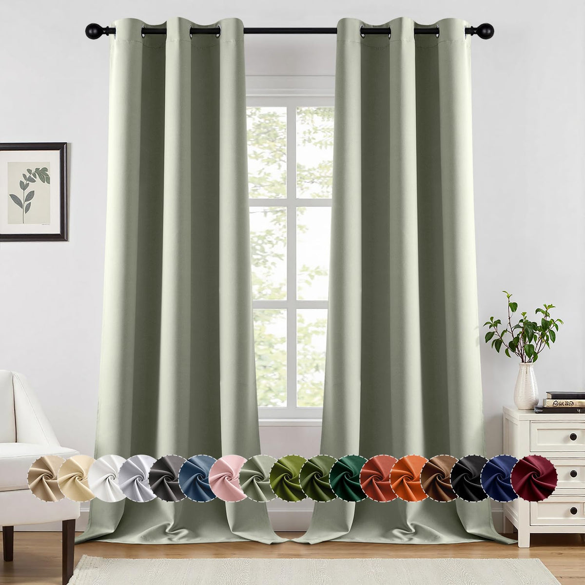 MIULEE Blackout Curtains for Bedroom 2 Panels 40 x 63 Inch Long Black