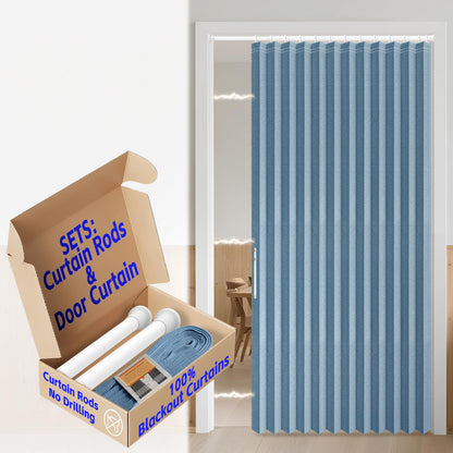 AJAZZ Blackout Accordion Door Magnetic Door Curtain Folding Closet Doors Curtain Invisible for Bedroom Room Living Room Doorway, Grey 42" W x 78" L, 1 Panel