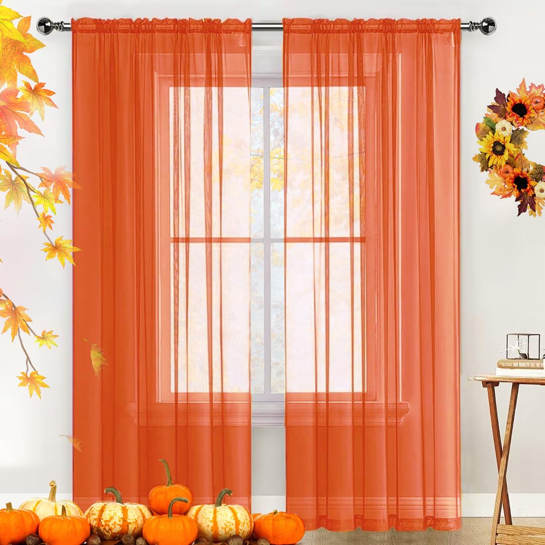 SpaceDresser Sheer Voile Curtains for Living Room 84 Inch Long 2 Panels