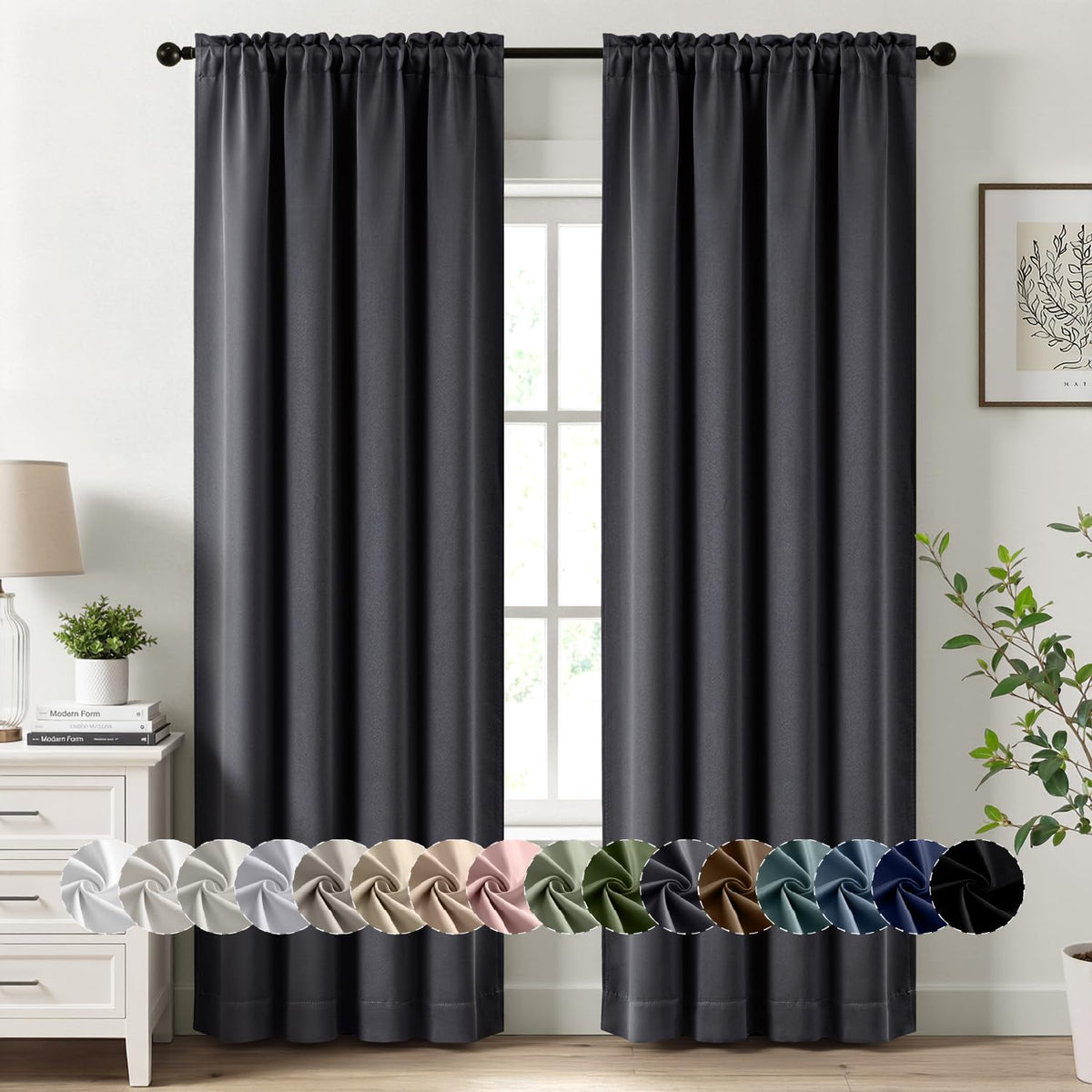 MIULEE Halloween Black Blackout Curtains for Bedroom Room 40"x63" 2 Panels