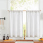 jinchan Linen Striped Tier Curtains for Kitchen Windows Green 26 x 24 inch