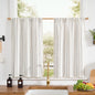 jinchan Linen Striped Tier Curtains for Kitchen Windows Green 26 x 24 inch