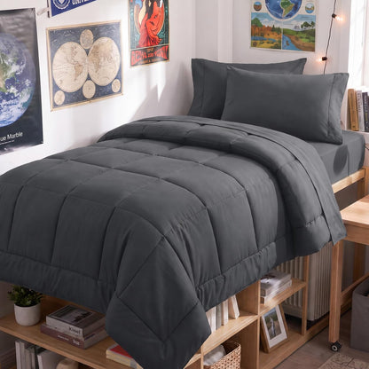 CozyLux Full Size Comforter Sets Black - 7 Pieces Bed in a Bag