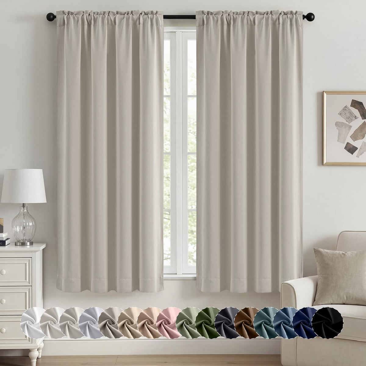 MIULEE Halloween Black Blackout Curtains for Bedroom Room 40"x63" 2 Panels