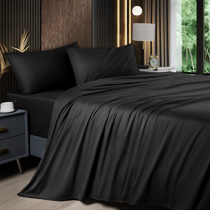 Shilucheng 6 Piece Queen Sheet Sets, Cooling Sheets, Dark Grey