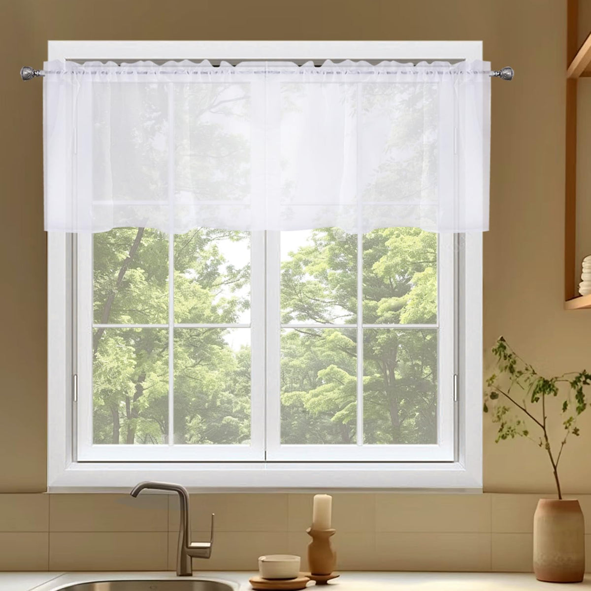 SpaceDresser Sheer Voile Curtains for Living Room 84 Inch Long 2 Panels
