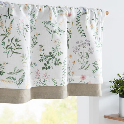 jinchan Linen Valance Curtain Farmhouse 16 Inch 1 Panel Blue on Beige
