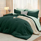 MUXHOMO Full Comforter Set 7 Pieces, Soft Bed in a Bag, Beige