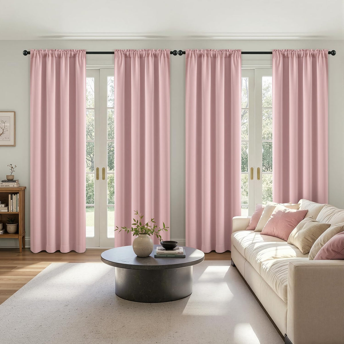 MIULEE Black Blackout Curtains 63 Inch Length for Bedroom Set of 4 Panels