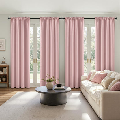 MIULEE Black Blackout Curtains 63 Inch Length for Bedroom Set of 4 Panels