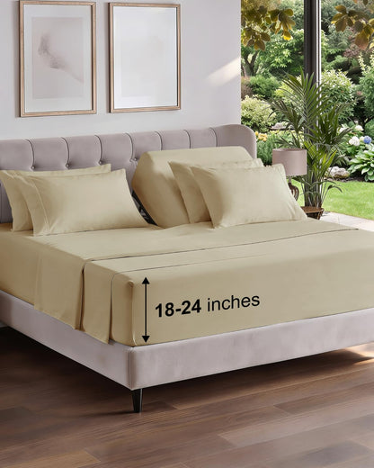 CGK Extra Deep King Sheet Set - 6pc Cooling Sheets - White