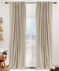 Linen Total Blackout Curtains for Bedroom Living Room 84 Inch, Cream