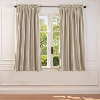 Lazzzy Blackout Curtains Thermal Insulated Curtains Room Window Drapes Super Soft Luxury Curtains for Living Room Bedroom Rod Pocket 2 Panels, 96 Inch Lined | Beige