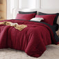 MUXHOMO Queen Comforter Set 7 Pieces, Seersucker Bed in a Bag, Beige