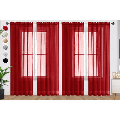 SpaceDresser Sheer Voile Curtains for Living Room 84 Inch Long 2 Panels
