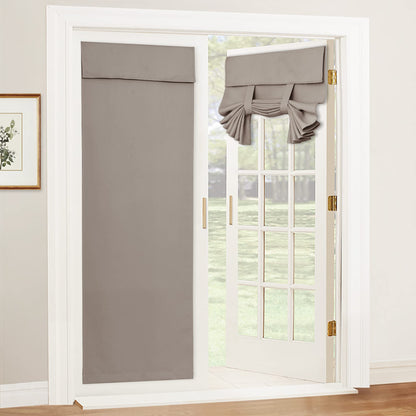 RYB HOME Blackout French Door Curtain, No Drill, W26 x L69, Black, 1 Panel